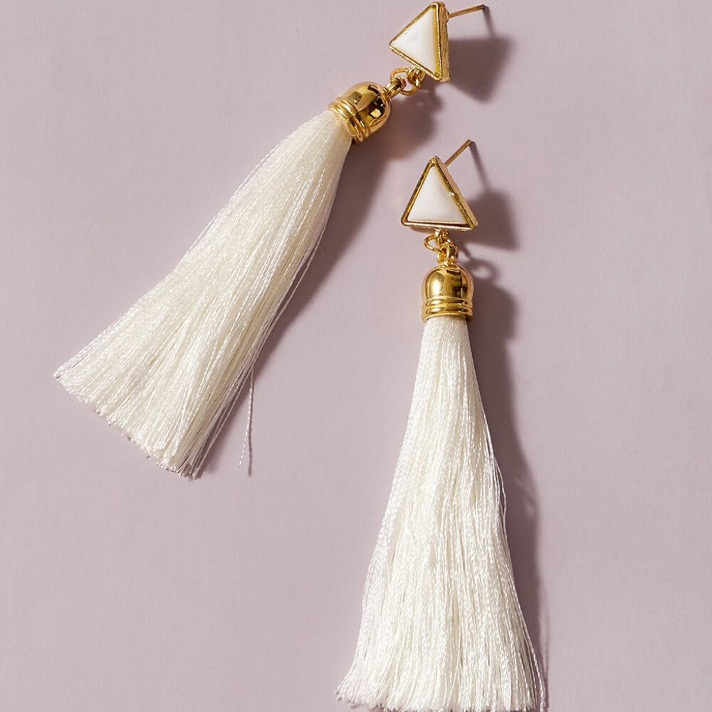 Triangle Tassel Post Earrings
